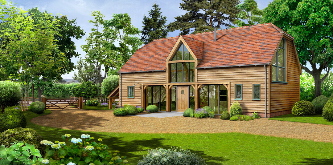 Five bay oak framed house